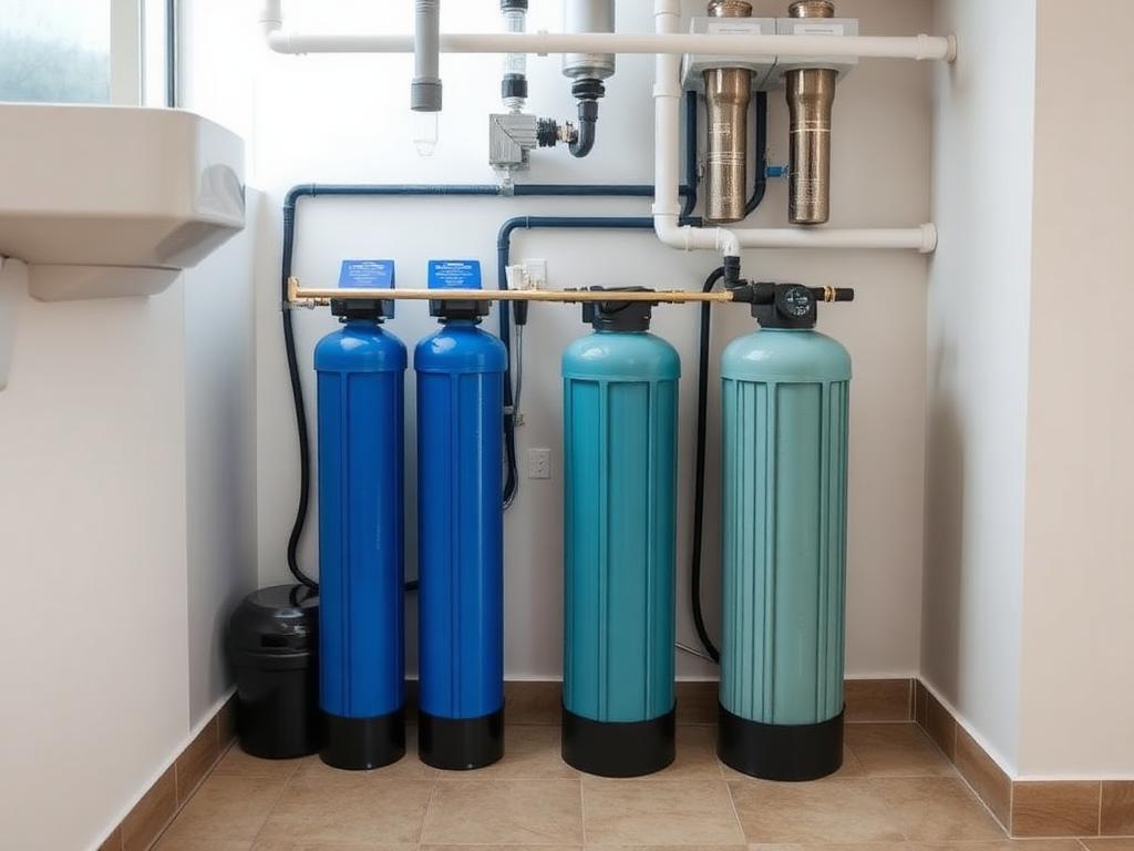 Whole-home water system installed in a garage