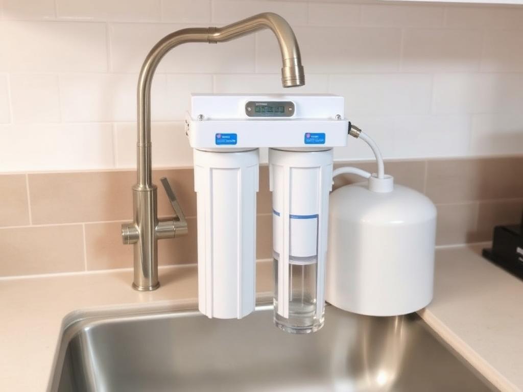 Brine tank and bypass valve on a finished installation